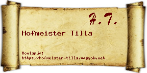 Hofmeister Tilla névjegykártya